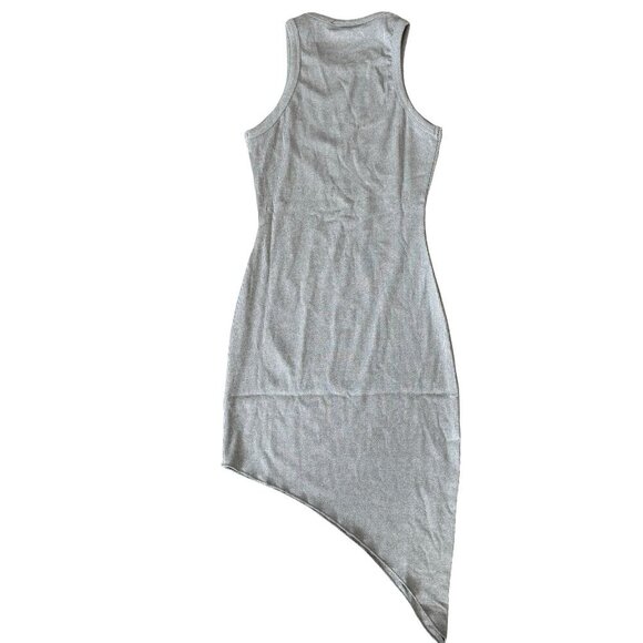 Ribbed Asymmetrical Tank Midi Dress Light Gray Size Small - Picture 6 of 10